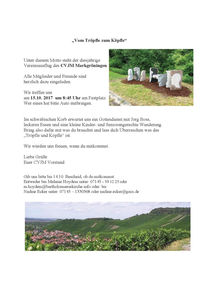 Vom Tröpfle zum Köpfle